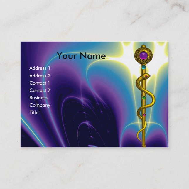 Carte De Visite GOLD ROD ASCLEPIUS SOINS DE SANTÉ MÉDICALES Purple (Devant)