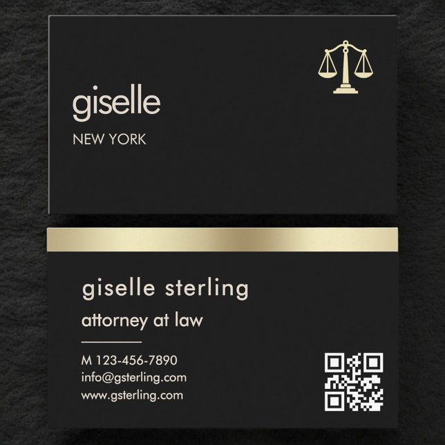 Carte De Visite Gold Scales of Justice Attorney at Law Black (Créateur téléchargé)