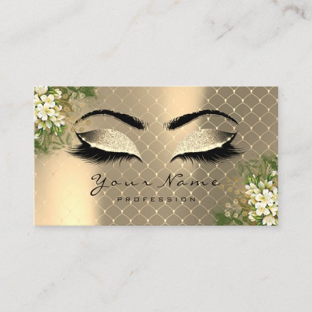 Carte De Visite Gold Sepia Maquillage métallique Artiste Lashes Fl (Devant)