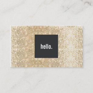 Carte De Visite Gold Sequin Bonjour Salutation Réseaux sociaux