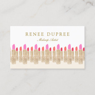 Carte De Visite Gold Sequin Lipstick Maquillage Artiste Beauté Sal