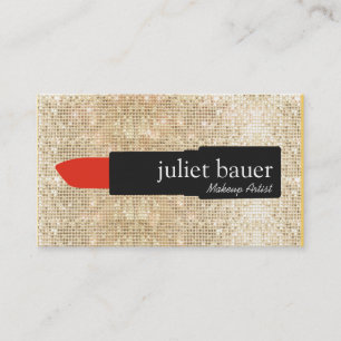 Carte De Visite Gold Sequin Maquillage Artiste Lipstick Logo Beaut