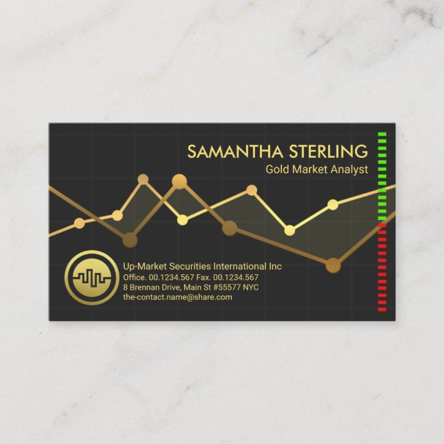 Carte De Visite Gold Share Market Uptendance Graph Gold Dealer (Devant)