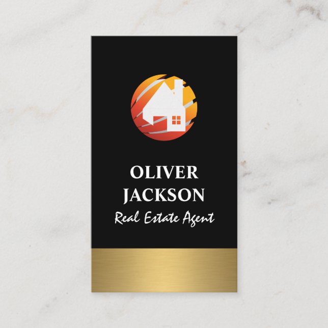 Carte De Visite Gold Silver Real Estate Home Globe Logo (Devant)