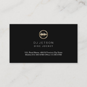 Carte De Visite Gold Soundwave Icon Disque Jockey Deejay DJ