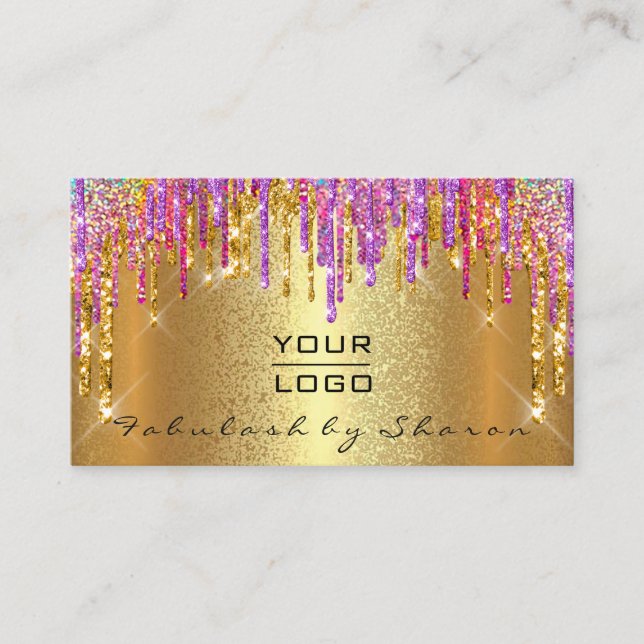 Carte De Visite Gold Spark maquillage Artiste Lash Drives Lux Logo (Devant)