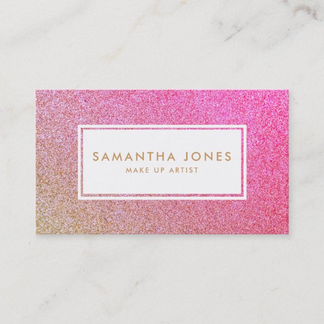 Carte De Visite Gold Sparkle Parties scintillant Rose Girl Make Up (Devant)
