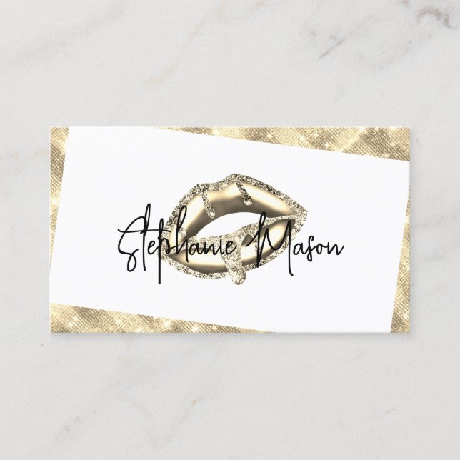 Carte De Visite Gold Sparkles Parties scintillant Drips Lips maqui (Devant)
