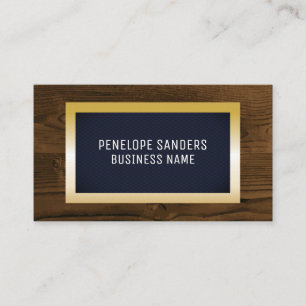 Carte De Visite Gold Speckled Découpe en bois métallique bleu fo