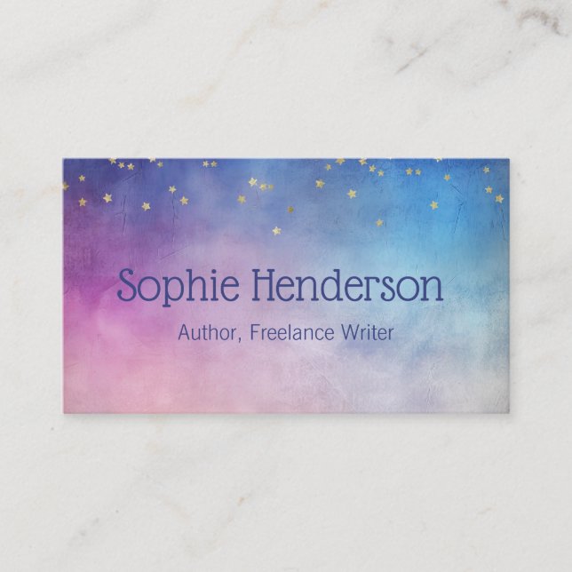 Carte De Visite Gold Stars Cosmic Purple Rose Auteur (Devant)