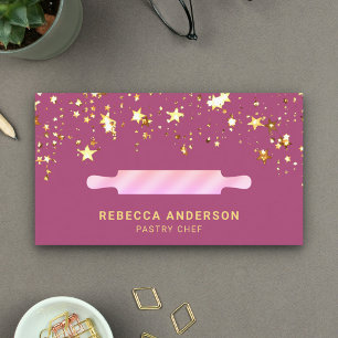 Carte De Visite Gold Stars Pin Rolling Pin Pâtisserie Chef Bakery