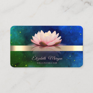 Carte De Visite Gold Stripe, Étoiles, Lotus Flower Yoga