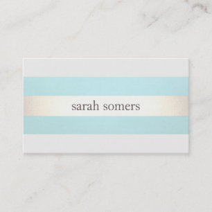 Carte De Visite Gold Striped Turquoise Blue Beauon Salon et Spa