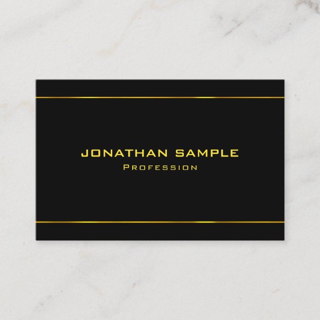 Carte De Visite Gold Stripes Élégant Glamor moderne Modèle noir (Devant)