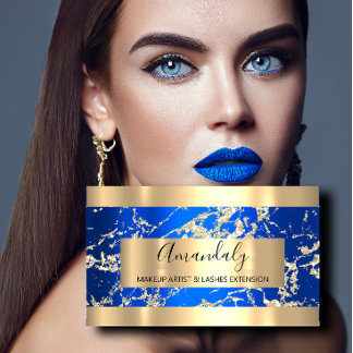 Carte De Visite Gold Strokes Royal Blue Beauty Shop