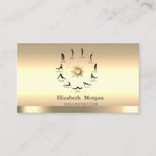 Carte De Visite Gold Sun Girl Silhouette Yoga Instructeur