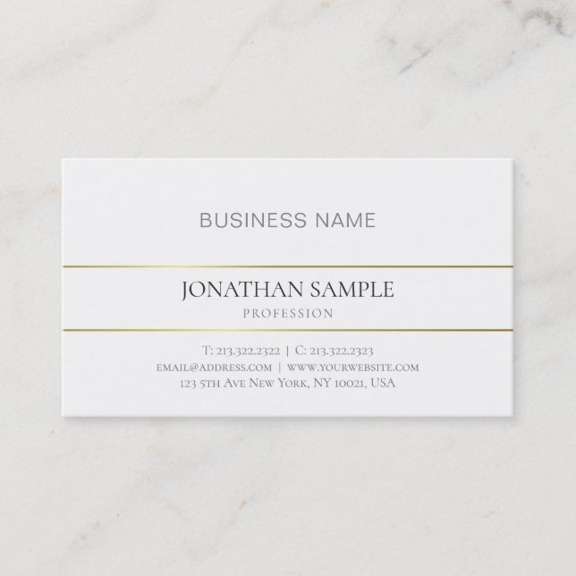 Carte De Visite Gold tendance Design Simple Company Moderne (Devant)