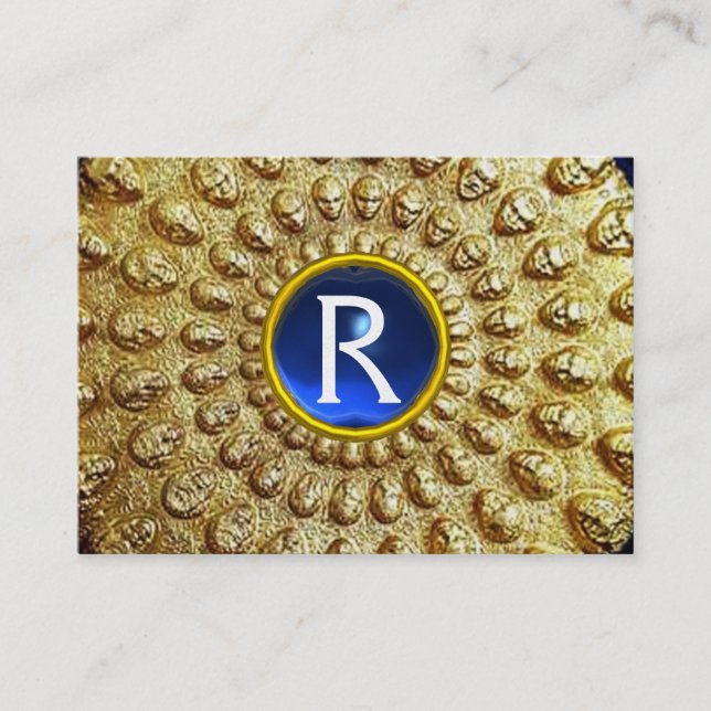 Carte De Visite GOLD THRACIEN DISQUE MONOGRAM Blue Sapphire Gem (Devant)