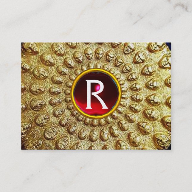 Carte De Visite GOLD THRACIEN DISQUE MONOGRAM Red Ruby Gem (Devant)
