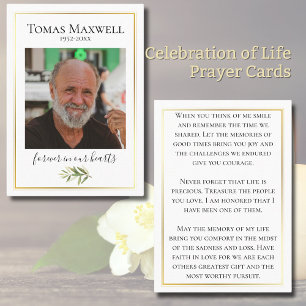 Carte De Visite Gold Trim Celebration of Life Prayer Cards