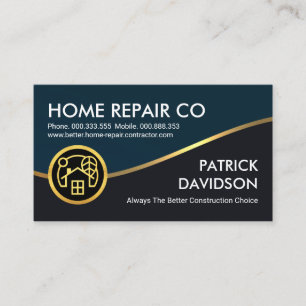 Carte De Visite Gold Wave Blue Grey Layers Handyman