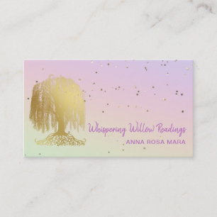 Carte De Visite *~* Gold Willow Tree Stars Rainbow Pastel