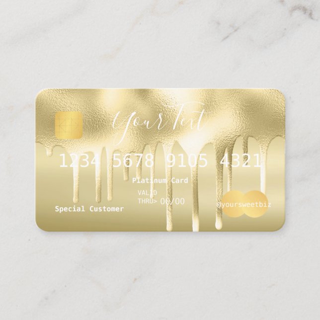 Carte De Visite Gold Your Text (maquillage) Crédit pour la perche  (Devant)