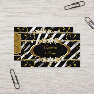 Carte De Visite Gold Zebra Black White Jewel Image