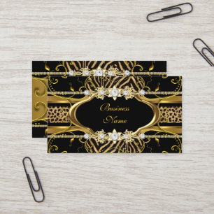 Carte De Visite Gold Zebra Leopard Black Jewel Look Image