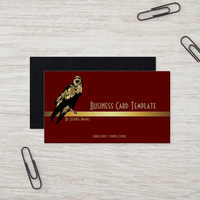 Carte de visite Golden Black Bird Raven (Devant/Arrière en situation)