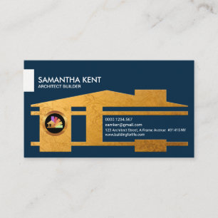 Carte De Visite Golden Builder Architect Accueil Faux Gold Icon