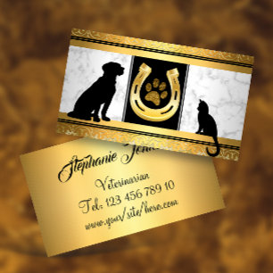 Carte De Visite Golden Chien Chat Horseshoe Parties scintillant Pa