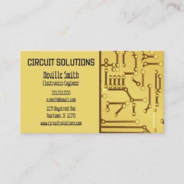 Carte De Visite Golden Circuit Board Electronics (Devant)