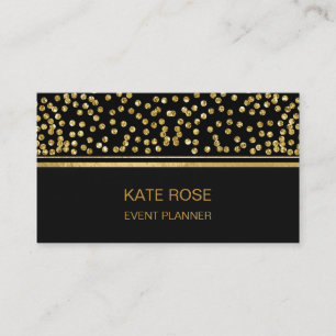 Carte De Visite Golden Confetti Glam Golden Black Vip
