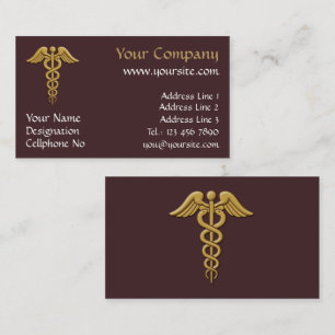 Carte De Visite Golden Double Snake Caduceus