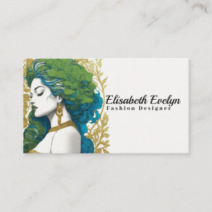 Carte De Visite Golden Elegance Silhouette féminine au milieu du v