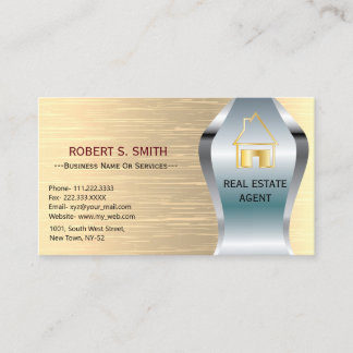 Carte De Visite Golden Elegant Metallic Agent immobilier