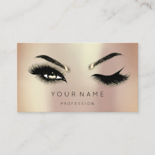 Carte De Visite Golden Eyelash Brows Microblading QRCODE Logo Rose