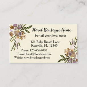 Carte De Visite Golden Fall Floral Boutique Élégante Moderne