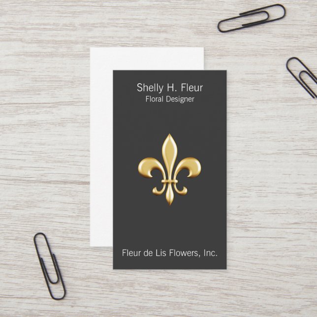 Carte De Visite Golden Fleur De Lis (Devant/Arrière en situation)