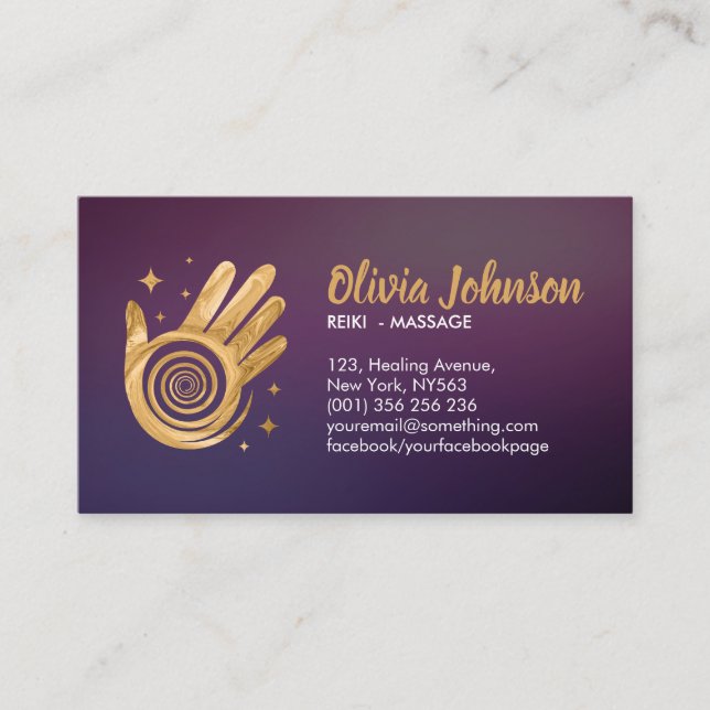 Carte De Visite Golden Healing Main Energy Spiral Nomination (Devant)