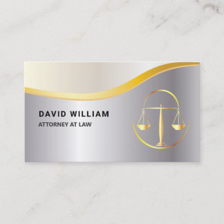 Carte De Visite Golden Justice Scale Avocat Procureur Silver