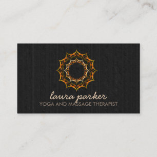 Carte De Visite Golden Lotus Flower Mandala Yoga Massage de santé