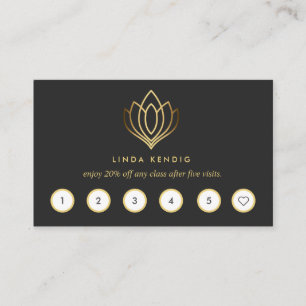 Carte De Visite Golden Lotus   Gris   massage bien-être yoga