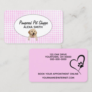 Carte De Visite Golden Retriever sur En vichy pour Pet Grooming