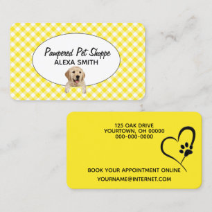 Carte De Visite Golden Retriever sur En vichy pour Pet Grooming