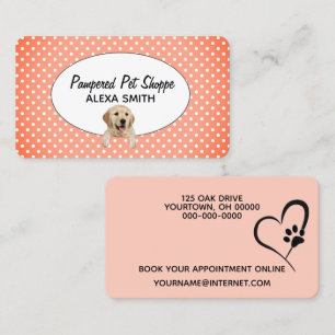 Carte De Visite Golden Retriever sur les Pois pour la culture des 