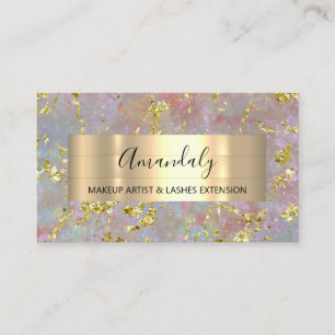Carte De Visite Golden Strokes Beauty Shop Blush Abstrait