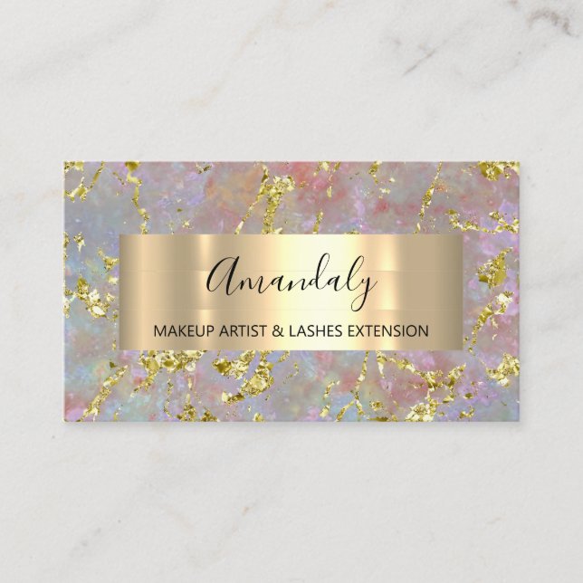Carte De Visite Golden Strokes Beauty Shop Blush Abstrait (Devant)