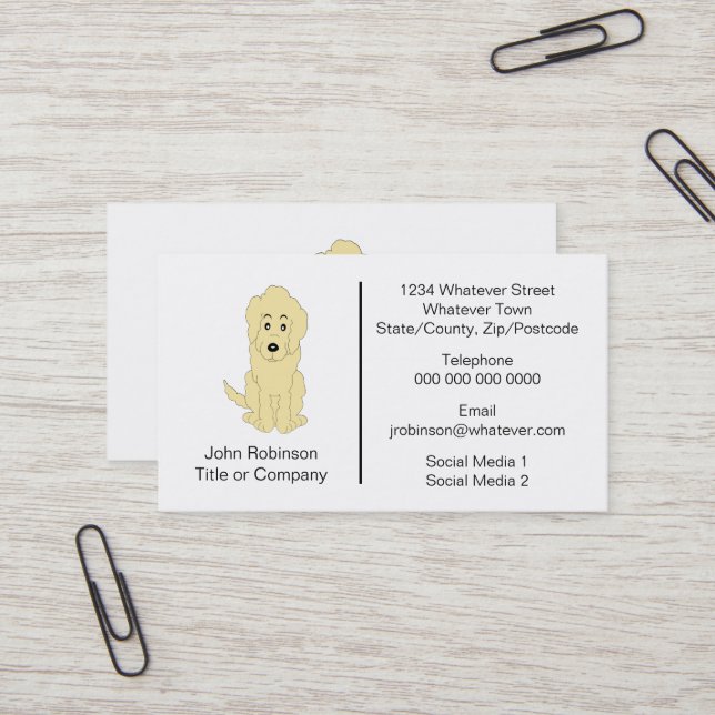 Carte De Visite Goldendoodle Chien Design Embarquement Kennels (Devant/Arrière en situation)